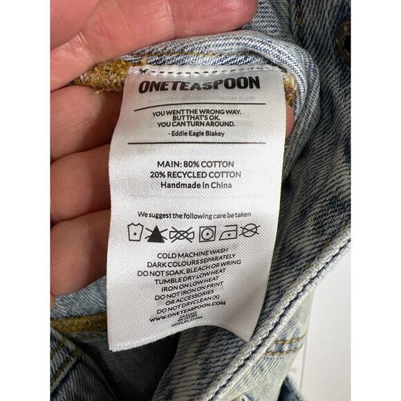 One Teaspoon NWOT Kansas Blue Palisades Overall Intentionally Distressed SZ XL - Picture 10 of 10